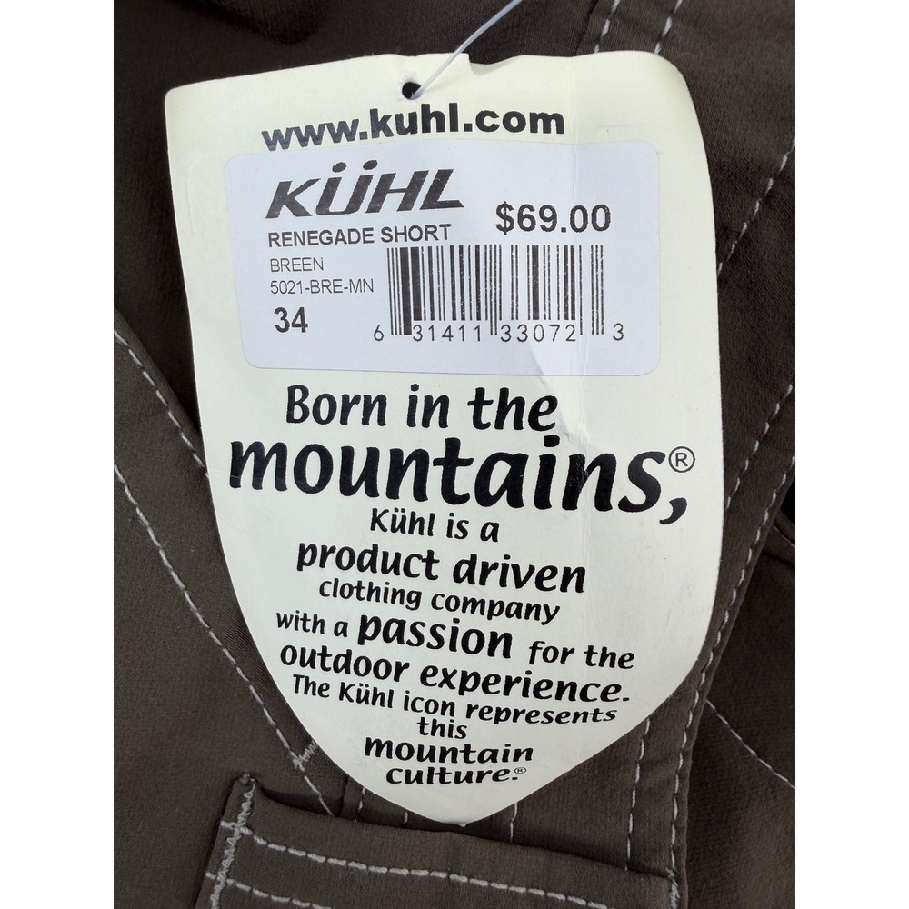 Kuhl Renegade Shorts Mens 34 Breen Brown Hiking Outdoor Cargo 5021-BRE-MN NWT - Picture 4 of 6